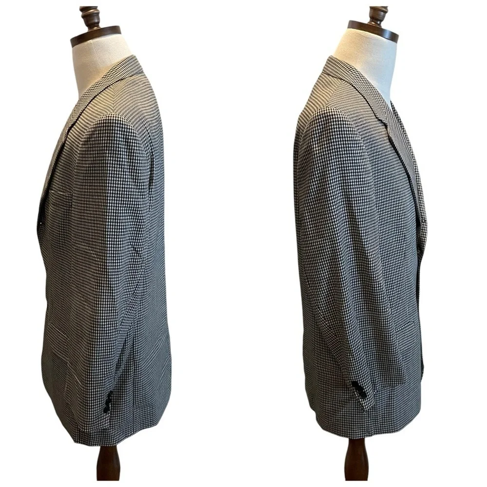 Bachrach Suit Blazer Jacket Sport Coat Black White Size 42R Wool Check Office